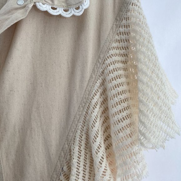 POL Bohemian Lacy White Blue Patchwork Dress Tunic Top NWOT Women's Size Large - Picture 11 of 15